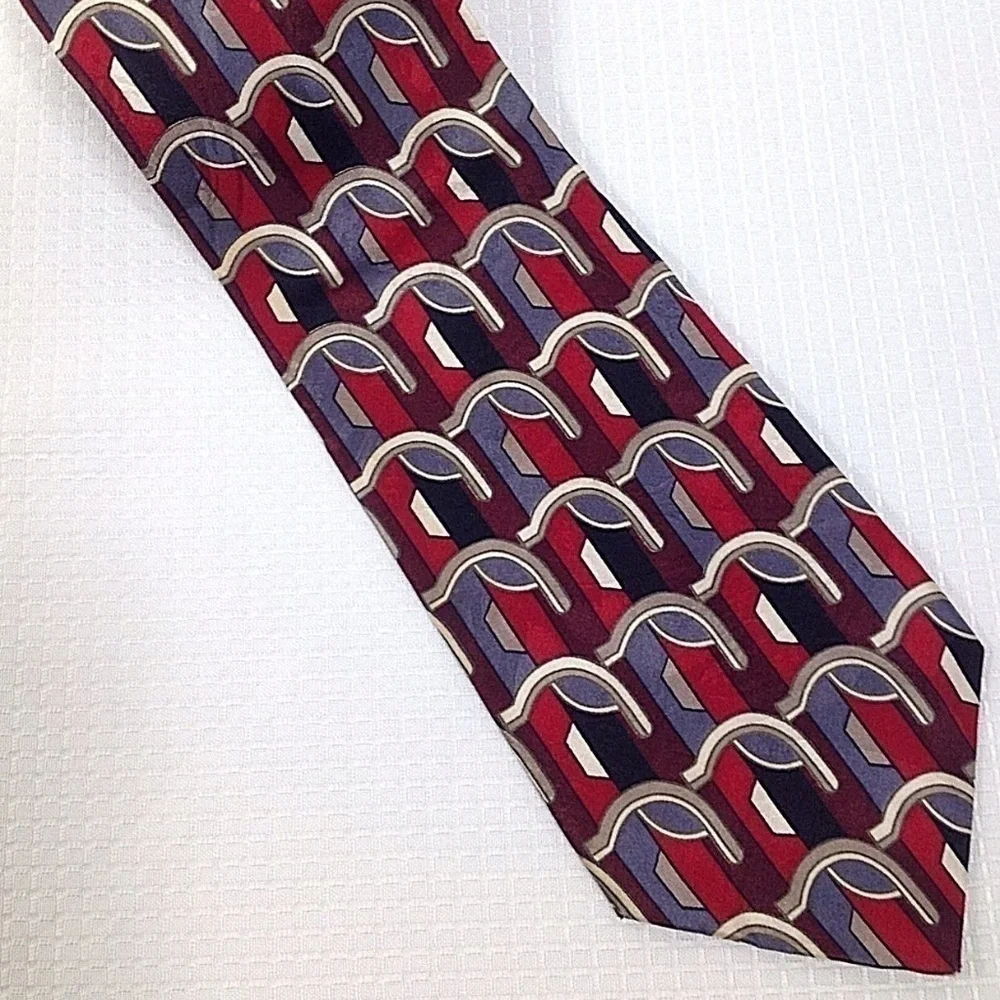 Oscar De La Renta Tie 100% Silk Couture Geometric